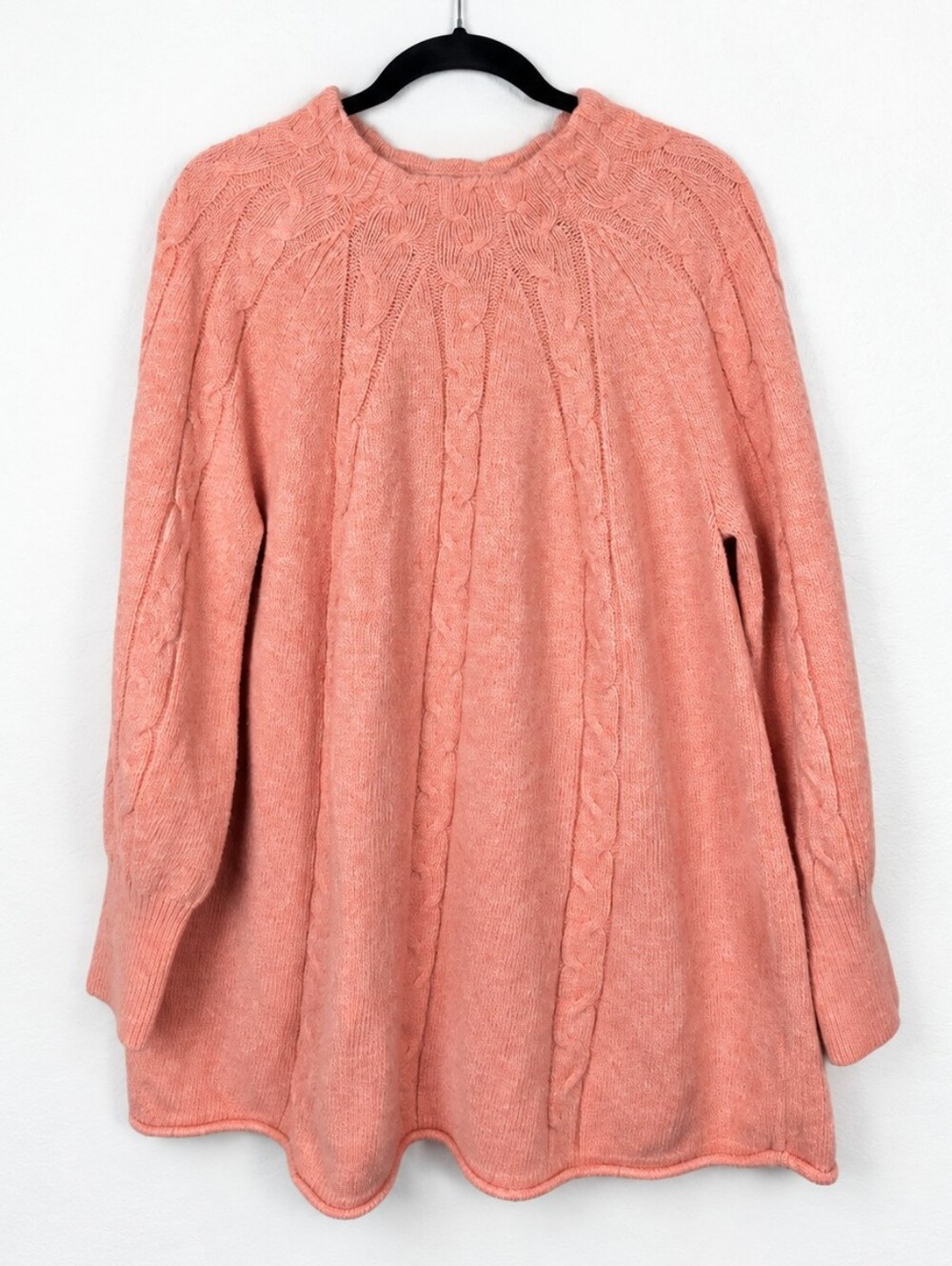 Soft Surroundings 2X Pink Cable Knit Swing Sweater Tunic Cottagecore Cozy